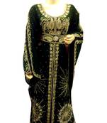 Dark green Embroidered Georgette Islamic Kaftans With Zari & Stone Work