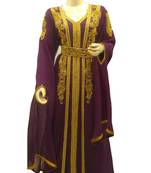 Magenta Embroidered Georgette Islamic Kaftans With Zari & Stone Work