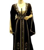 Black Embroidered Georgette Islamic Kaftans With Zari & Stone Work