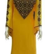 Yellow Embroidered Georgette Islamic Kaftans With Zari & Stone Work