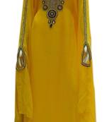 Yellow Embroidered Georgette Islamic Kaftans With Zari & Stone Work