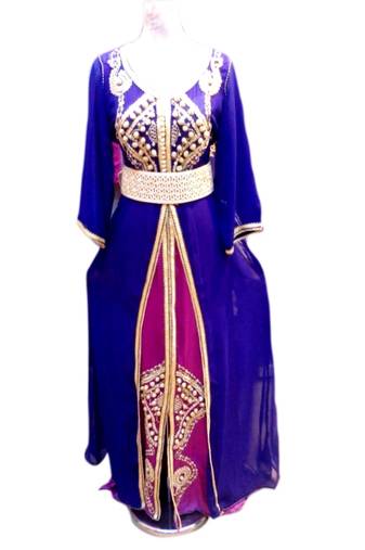 Dual Color Embroidered Georgette Islamic Kaftans With Zari & Stone Work