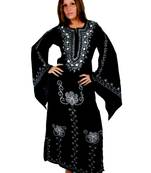 Black Embroidered Georgette Islamic Kaftans With Zari & Stone Work