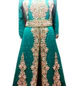 Green Embroidered Georgette Islamic Kaftans With Zari & Stone Work