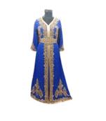 Royal Blue Embroidered Georgette Islamic Kaftans With Zari & Stone Work