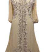 Cream Embroidered Georgette Islamic Kaftans With Zari & Stone Work
