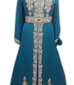 Green Embroidered Georgette Islamic Kaftans With Zari & Stone Work