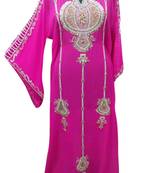 Pink Embroidered Georgette Islamic Kaftans With Zari & Stone Work