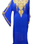 Royal Blue Embroidered Georgette Islamic Kaftans With Zari & Stone Work