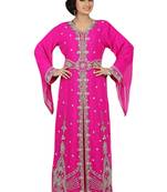 Pink Embroidered Georgette Islamic Kaftans With Zari & Stone Work