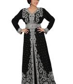 Black Embroidered Georgette Islamic Kaftans With Zari & Stone Work