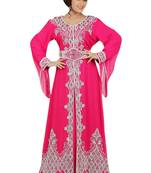 Pink Embroidered Georgette Islamic Kaftans With Zari & Stone Work
