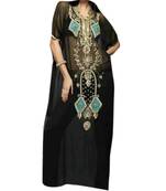 Black Embroidered Georgette Islamic Kaftans With Zari & Stone Work