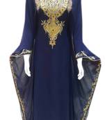 Navy Blue Embroidered Georgette Islamic Kaftans With Zari & Stone Work
