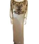 Cream Embroidered Georgette Islamic Kaftans With Zari & Stone Work