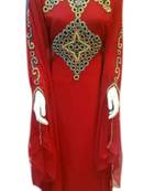 Red Embroidered Georgette Islamic Kaftans With Zari & Stone Work