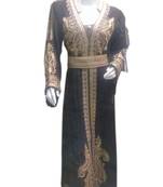 Black Embroidered Georgette Islamic Kaftans With Zari & Stone Work