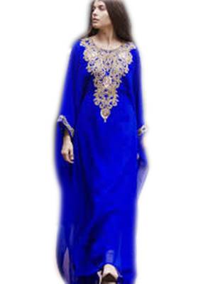 Royal Blue Embroidered Georgette Islamic Kaftans With Zari & Stone Work 1