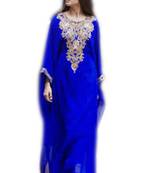 Royal Blue Embroidered Georgette Islamic Kaftans With Zari & Stone Work