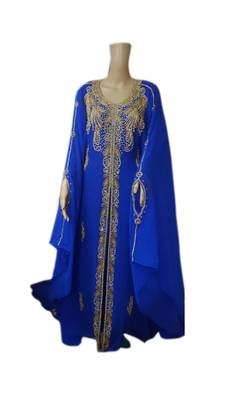 Royal Blue Embroidered Georgette Islamic Kaftans With Zari & Stone Work 1