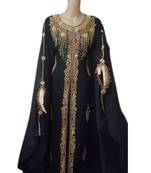 Black Embroidered Georgette Islamic Kaftans With Zari & Stone Work