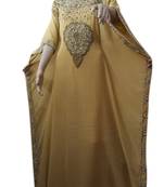 Beige Embroidered Georgette Islamic Kaftans With Zari & Stone Work