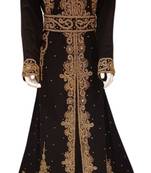 Brown Embroidered Georgette Islamic Kaftans With Zari & Stone Work