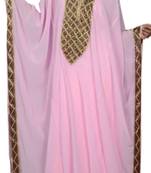 Baby Pink Embroidered Georgette Islamic Kaftans With Zari & Stone Work