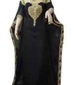 Black Embroidered Georgette Islamic Kaftans With Zari & Stone Work