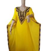 Yellow Embroidered Georgette Islamic Kaftans With Zari & Stone Work