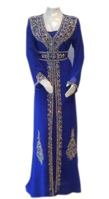 Royal Blue Embroidered Georgette Islamic Kaftans With Zari & Stone Work 1