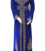 Royal Blue Embroidered Georgette Islamic Kaftans With Zari & Stone Work