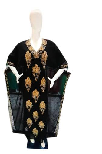 Black Embroidered Georgette Islamic Kaftans With Zari & Stone Work