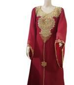 Maroon Embroidered Georgette Islamic Kaftans With Zari & Stone Work