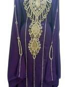 Magenta Embroidered Georgette Islamic Kaftans With Zari & Stone Work