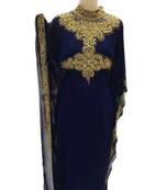 Blue Embroidered Georgette Islamic Kaftans With Zari & Stone Work