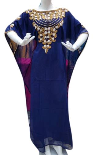 Purple Embroidered Georgette Islamic Kaftans With Zari & Stone Work