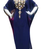 Royal Blue Embroidered Georgette Islamic Kaftans With Zari & Stone Work