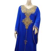 Royal Blue Embroidered Georgette Islamic Kaftans With Zari & Stone Work