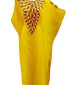 Yellow Embroidered Georgette Islamic Kaftans With Zari & Stone Work