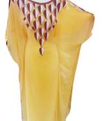 Yellow Embroidered Georgette Islamic Kaftans With Zari & Stone Work