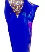 Royal Blue Embroidered Georgette Islamic Kaftans With Zari & Stone Work