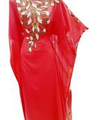 Red Embroidered Georgette Islamic Kaftans With Zari & Stone Work