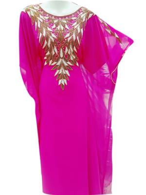 Pink Embroidered Georgette Islamic Kaftans With Zari & Stone Work 1
