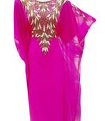 Pink Embroidered Georgette Islamic Kaftans With Zari & Stone Work