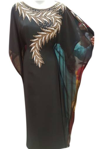 Black Embroidered Georgette Islamic Kaftans With Zari & Stone Work