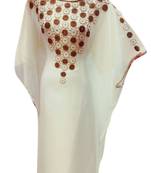 Cream Embroidered Georgette Islamic Kaftans With Zari & Stone Work