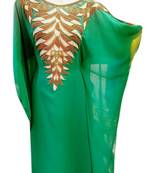 Green Embroidered Georgette Islamic Kaftans With Zari & Stone Work