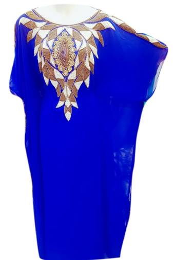 Royal Blue Embroidered Georgette Islamic Kaftans With Zari & Stone Work