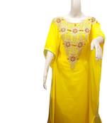 Yellow Embroidered Georgette Islamic Kaftans With Zari & Stone Work